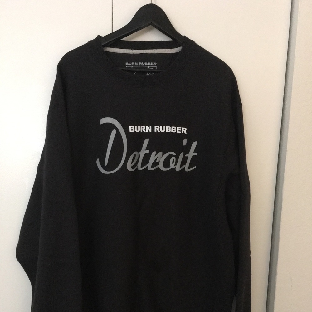 Men's Burn Rubber Detroit Black Crew Neck Sweater